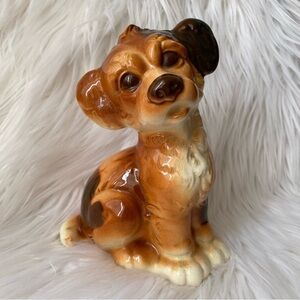 Vintage Royal Copley Ceramic Terrier Puppy Dog Sitting Brown Figurine 50’s Cute